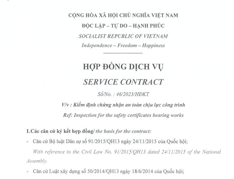 Hợp đồng kiểm định xây dựng